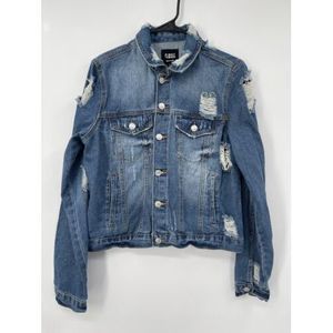 Women's Almost Famous Faded‎ Blue Jean Jacket Distressed- Size L Juniors